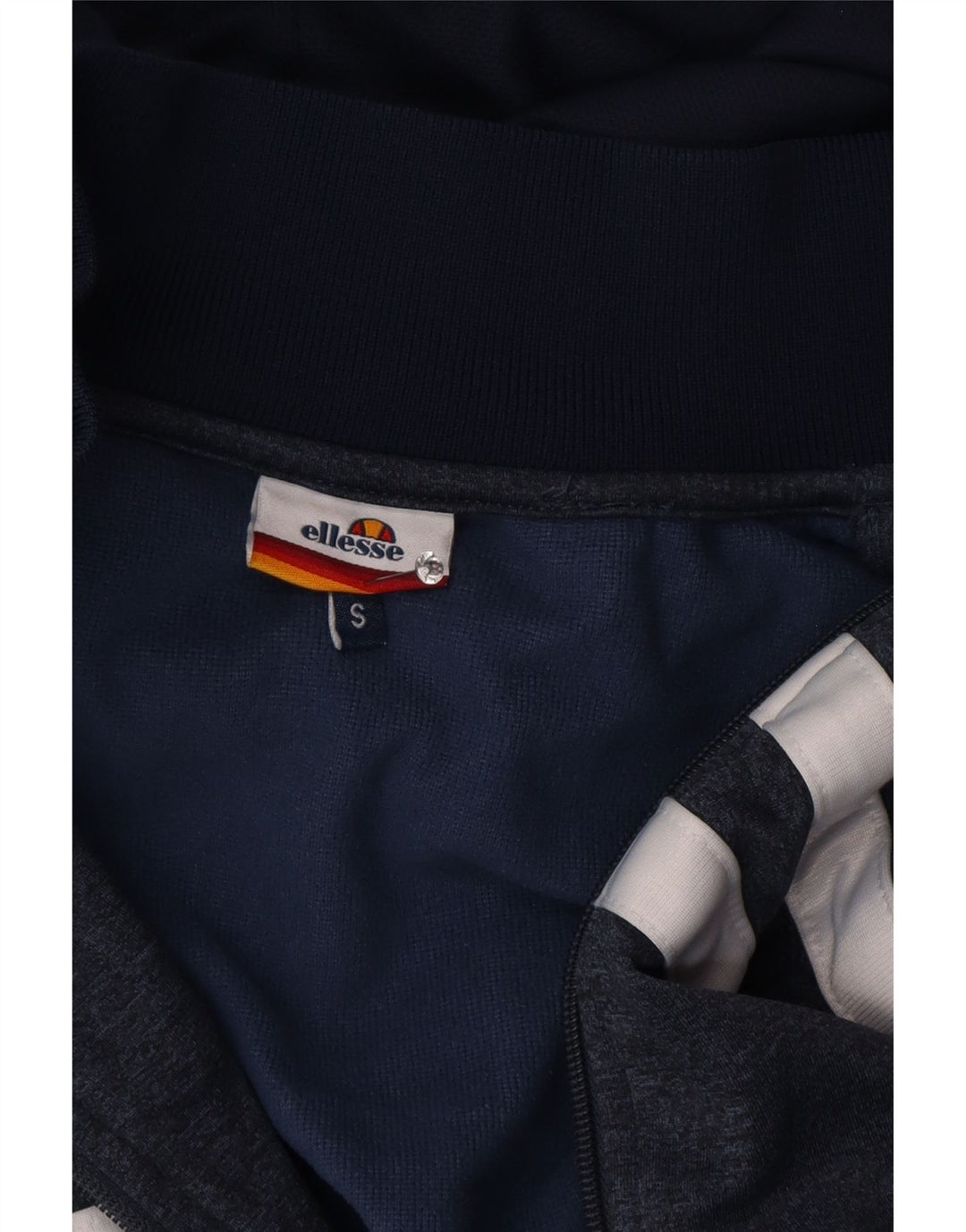 Ellesse Мужской свитер с капюшоном на молнии, маленький, темно-синий, цветной блок