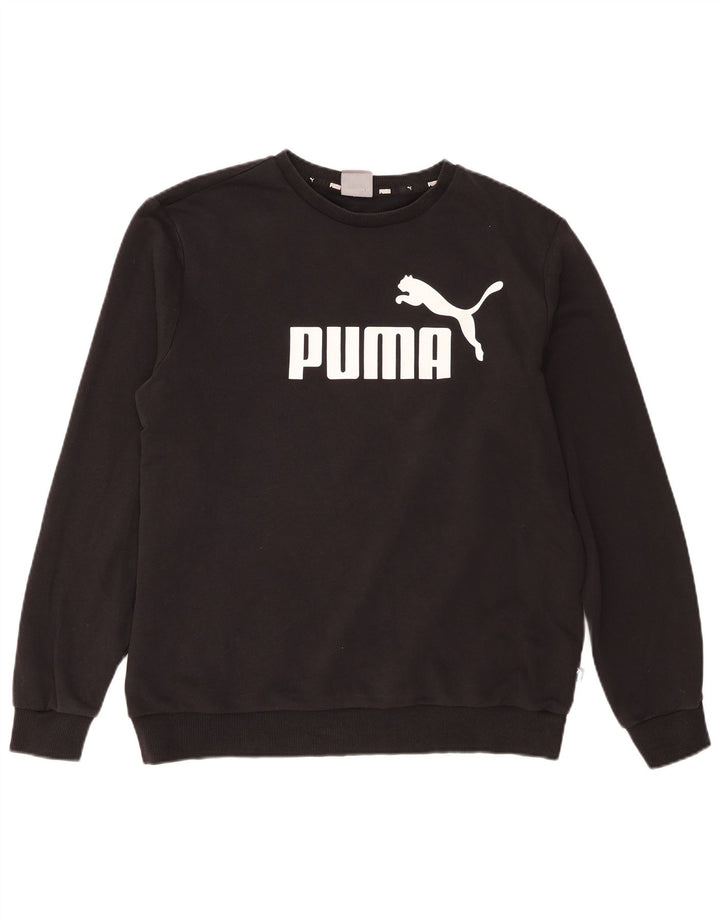 Мужской свитшот с рисунком Puma, большой черный хлопковый джемпер