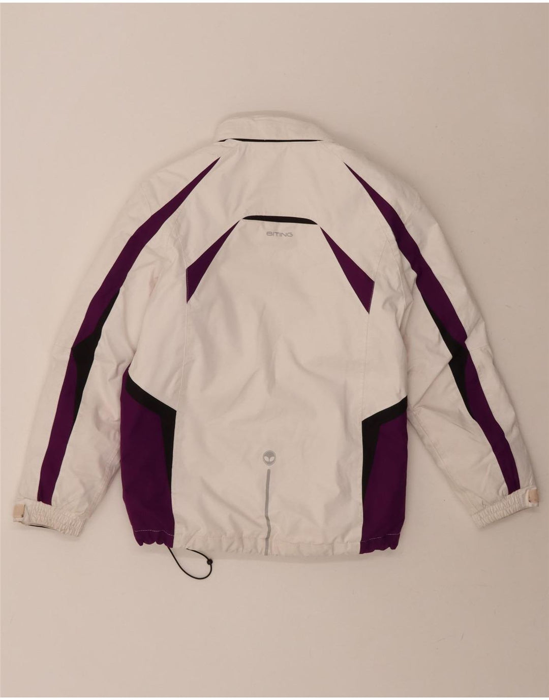 VINTAGE Girls Windbreaker Jacket 11-12 Years  White Colourblock Polyester Vintage Vintage and Second-Hand Vintage from Messina Hembry 