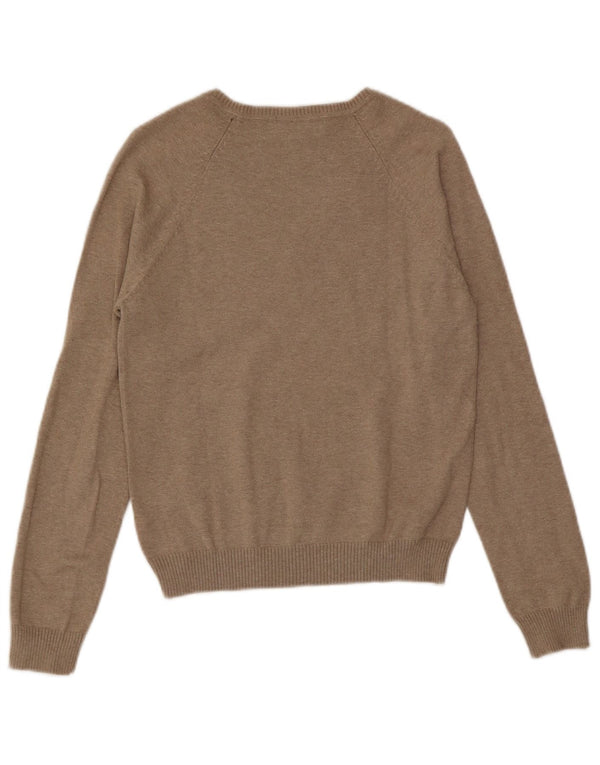 Женский джемпер с v-образным вырезом Zara UK 18 XL, коричневый хлопок