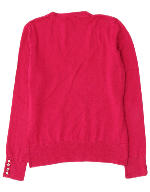 LAURA ASHLEY Женский укороченный джемпер с v-образным вырезом, Великобритания 12, хлопковый средний розовый цвет