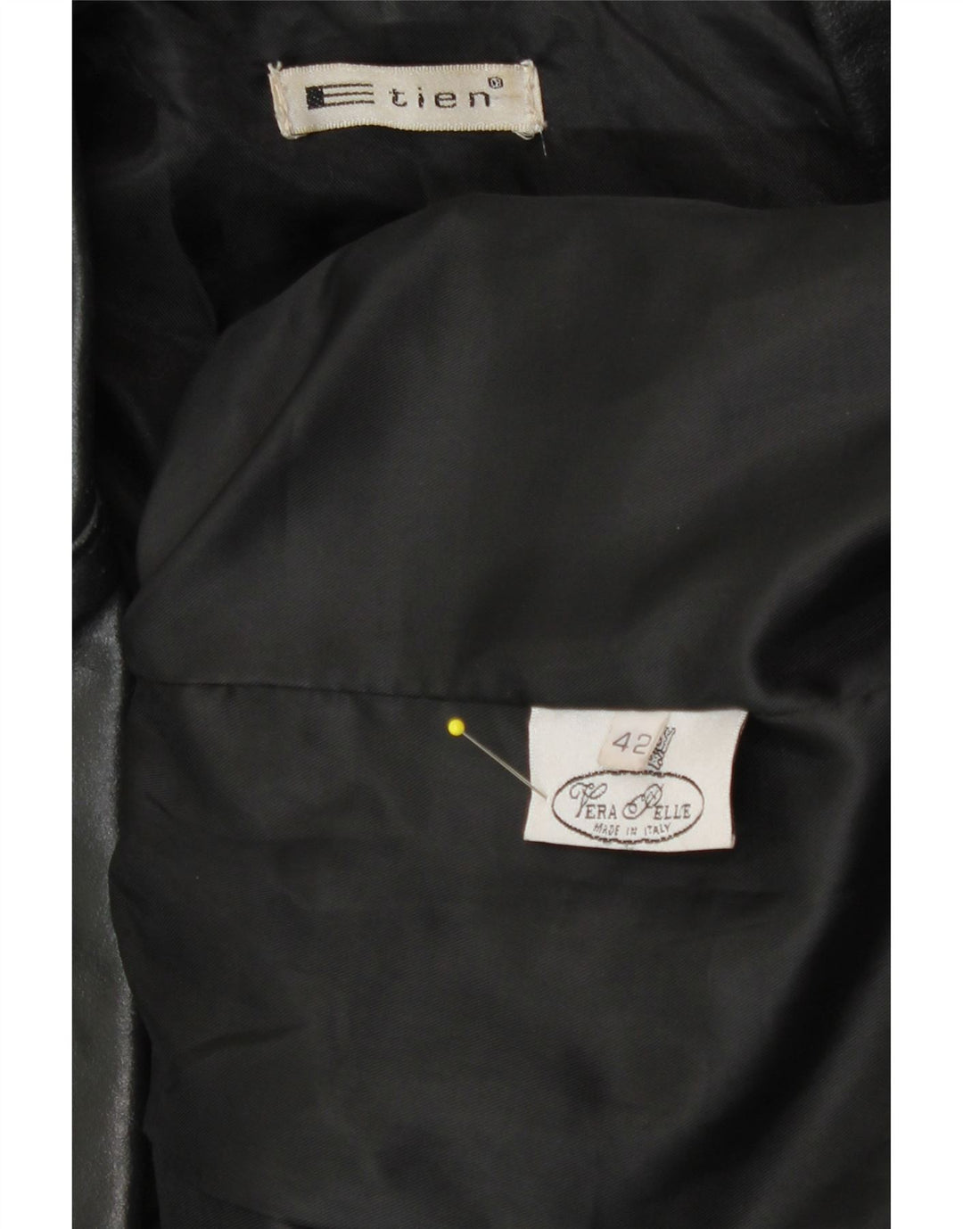 Винтажное женское кожаное пальто IT 42 Medium Black Leather