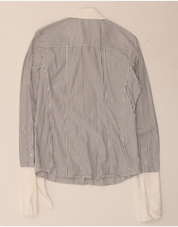 Женская деловая рубашка La Martina UK 14, средний белый хлопок в тонкую полоску