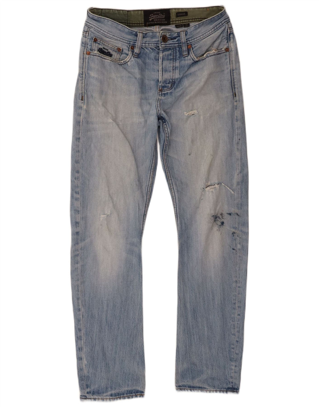 Мужские потертые свободные джинсы Superdry W30 L30, синий хлопок