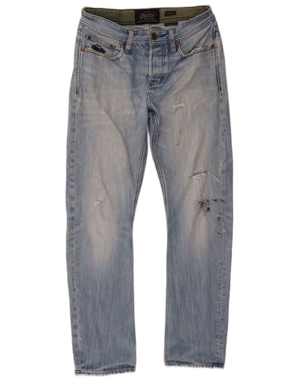 Мужские потертые свободные джинсы Superdry W30 L30, синий хлопок