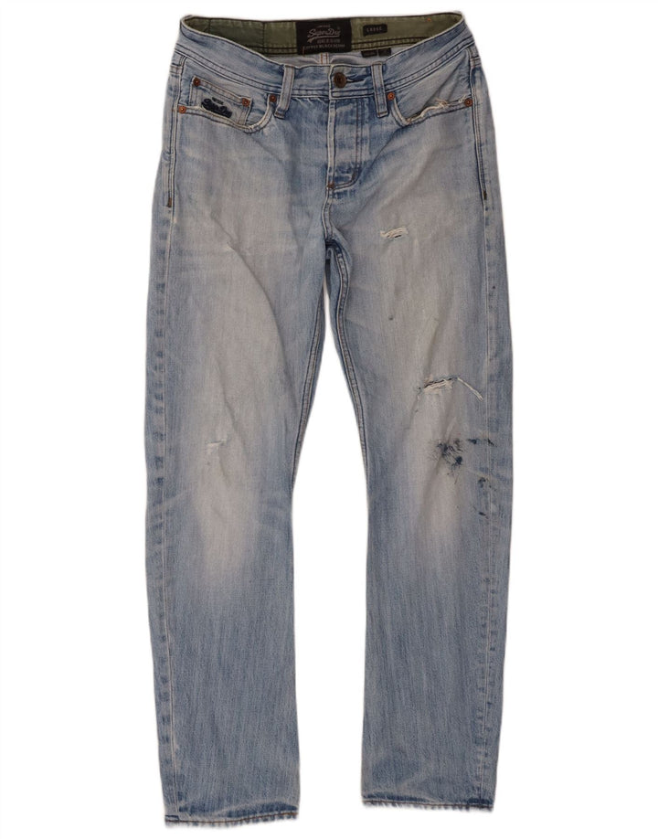 Мужские потертые свободные джинсы Superdry W30 L30, синий хлопок