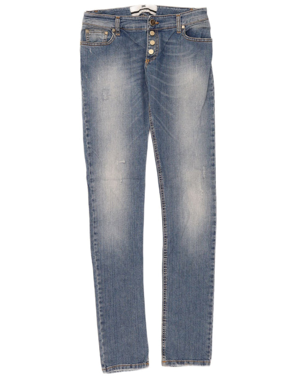 Женские потертые джинсы скинни Elisabetta Franchi W29 L35, синий хлопок