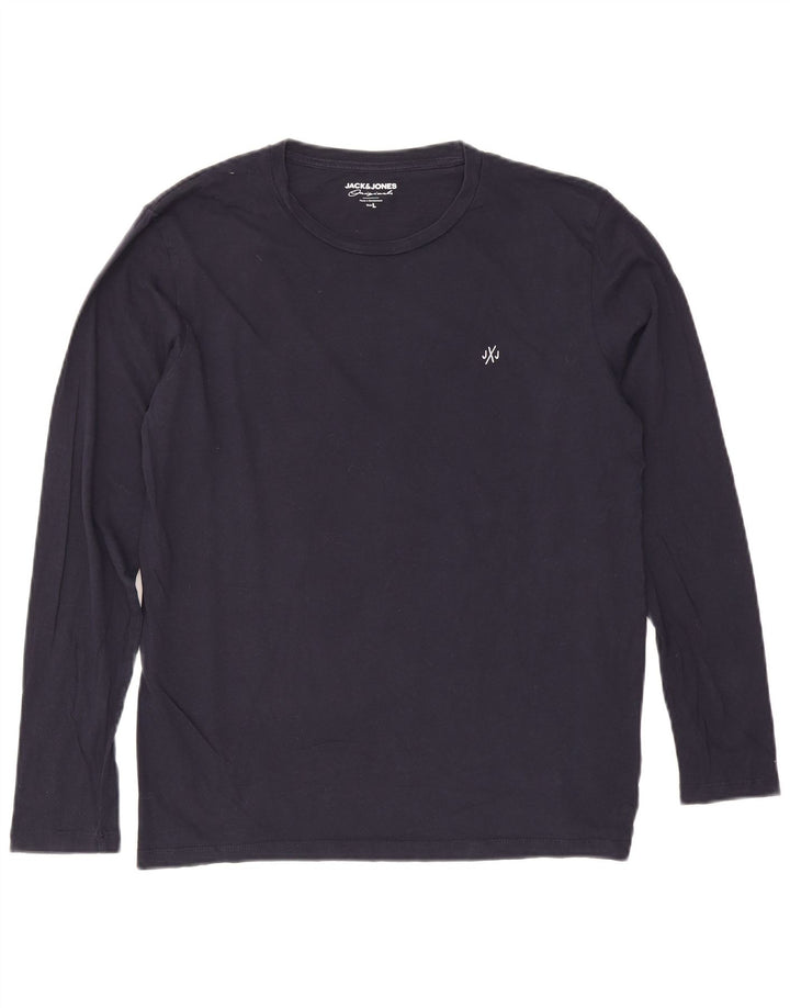Мужской топ Jack & Jones с длинным рукавом, большой размер, темно-синий, хлопок