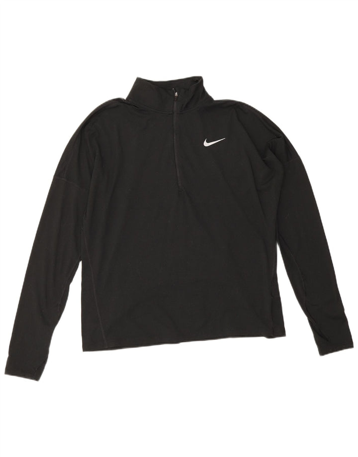 Женский спортивный костюм-пуловер с воротником на молнии Nike Dri Fit UK 14, средний черный