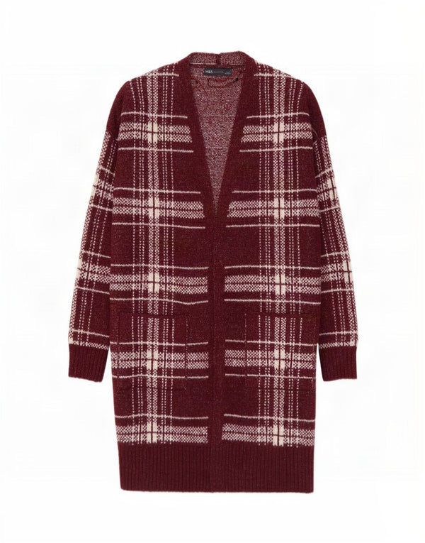 Женский удлиненный кардиган Marks & Spencer UK 14, средний бордовый