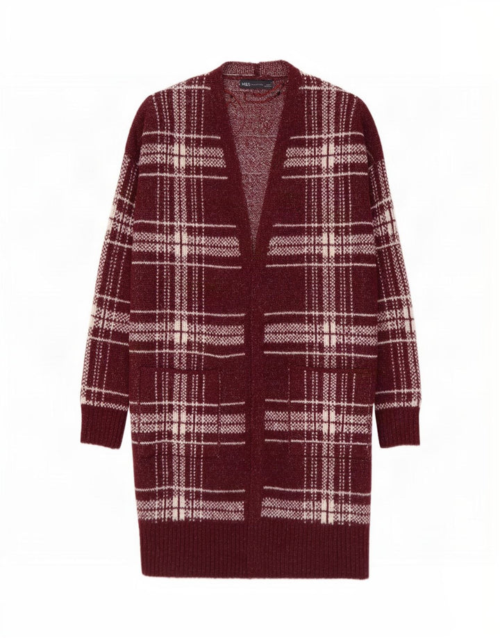 Женский удлиненный кардиган Marks & Spencer UK 14, средний бордовый