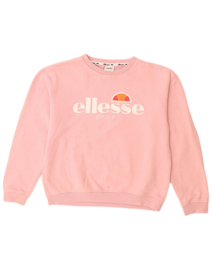 Женский свитшот с рисунком ELLESSE, хлопковый джемпер UK 12, средний розовый цвет