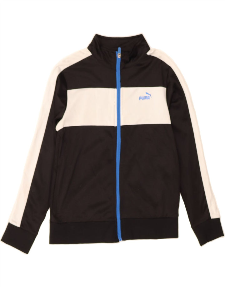 PUMA Boys Tracksuit Top Jacket 10-11 Years Medium Black Colourblock Vintage Puma and Second-Hand Puma from Messina Hembry 