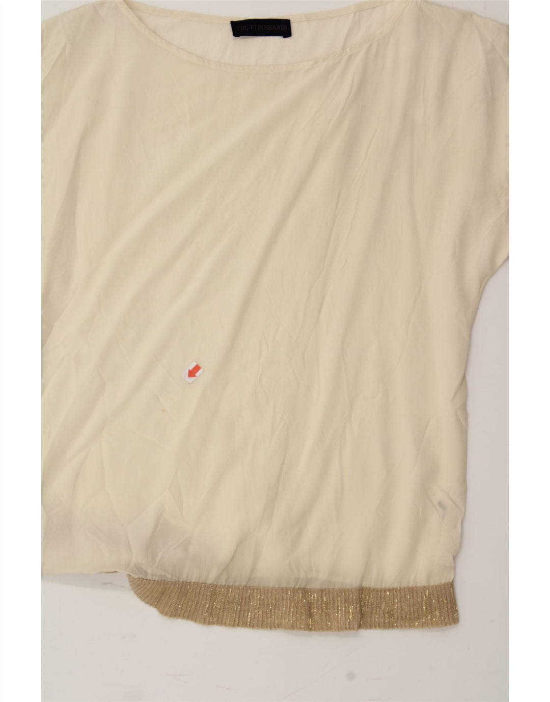 TRUSSARDI Womens Blouse Top UK 12 Medium Off White Vintage Trussardi and Second-Hand Trussardi from Messina Hembry 