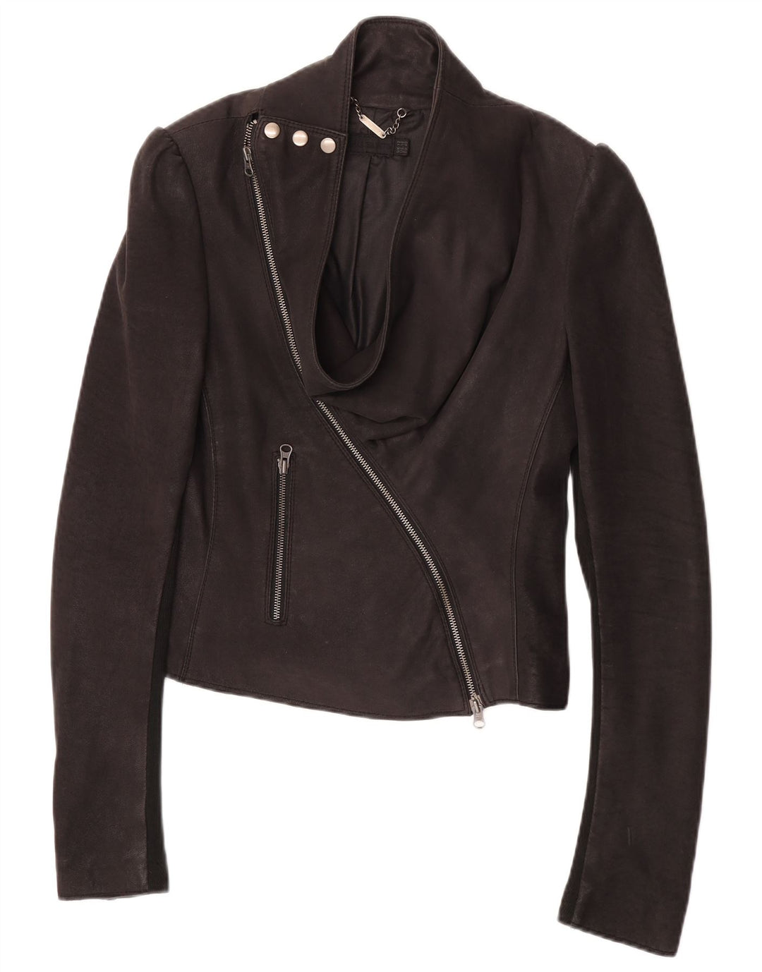 Женская кожаная куртка-гонщик All Saints UK 12, средний черный кожаный цвет