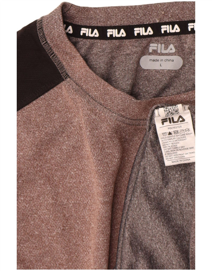 Мужская футболка Fila Top большого размера из полиэстера с цветными блоками коричневого цвета
