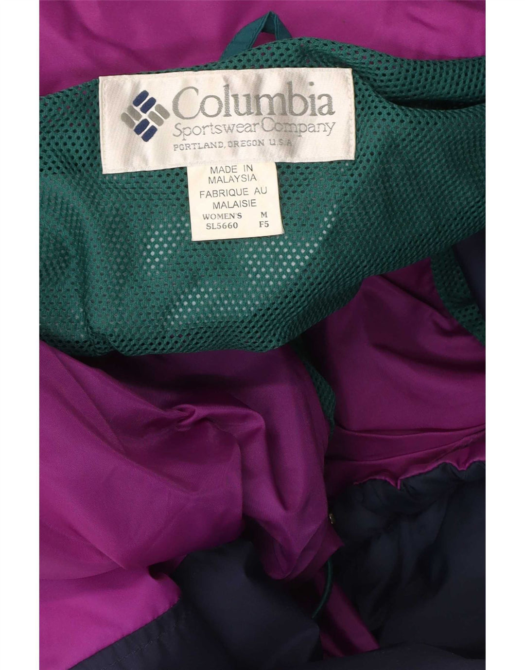 Женская оверсайз-дождевик Columbia с капюшоном UK 14, средний зеленый цвет с цветными блоками