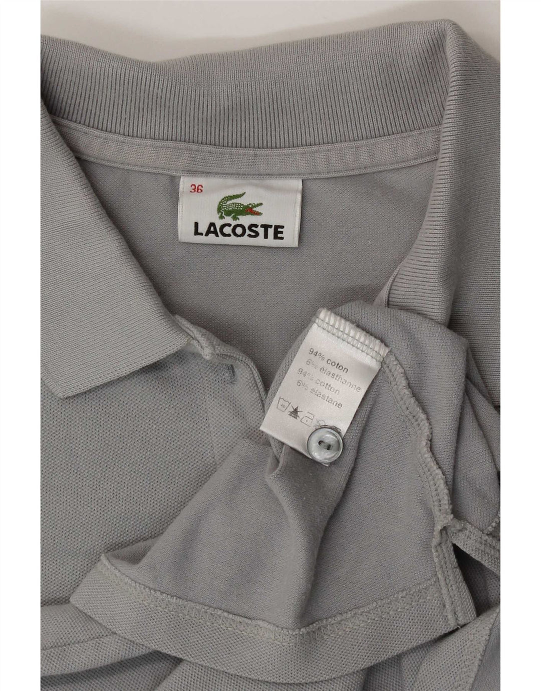 Женская рубашка-поло Lacoste, размер 36, маленькая, серая, хлопок