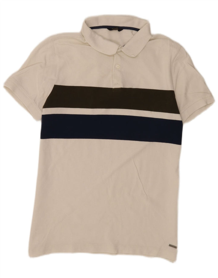Мужская рубашка-поло Massimo Dutti, большая белая с цветными блоками