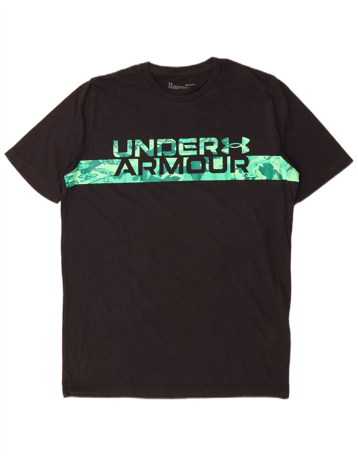 Мужская футболка с рисунком Under Armour, верх среднего размера, черный хлопок, хлопок