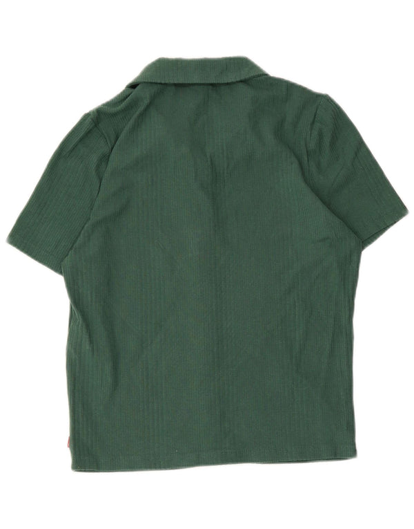 Levi's Womens Short Sleeve Shirt Blouse UK 10 Small Green Cotton