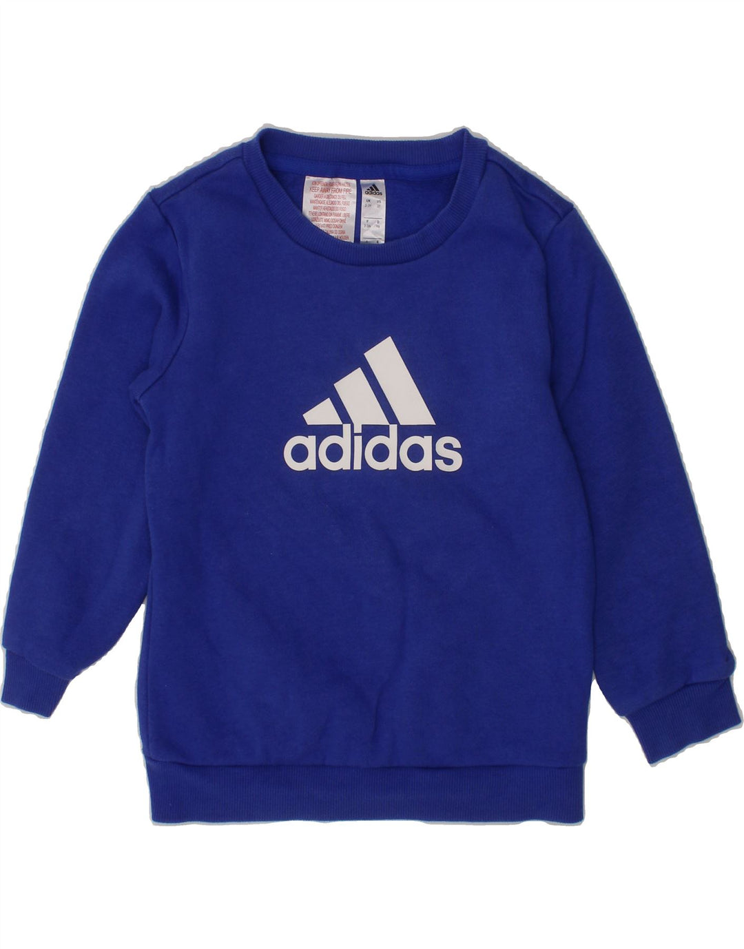 ADIDAS Boys Graphic Sweatshirt Jumper 2-3 Years Blue Cotton Vintage Adidas and Second-Hand Adidas from Messina Hembry 