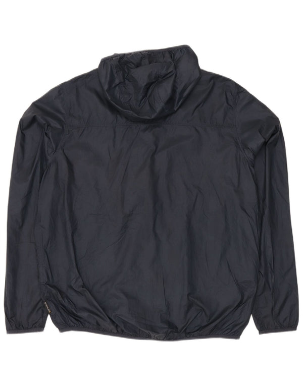 JACK WOLFSKIN Mens Hooded Rain Jacket UK 44/46 XL Navy Blue Polyester