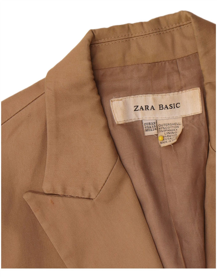 Женский пиджак Zara на 1 пуговице UK 6 XS Коричневый хлопок
