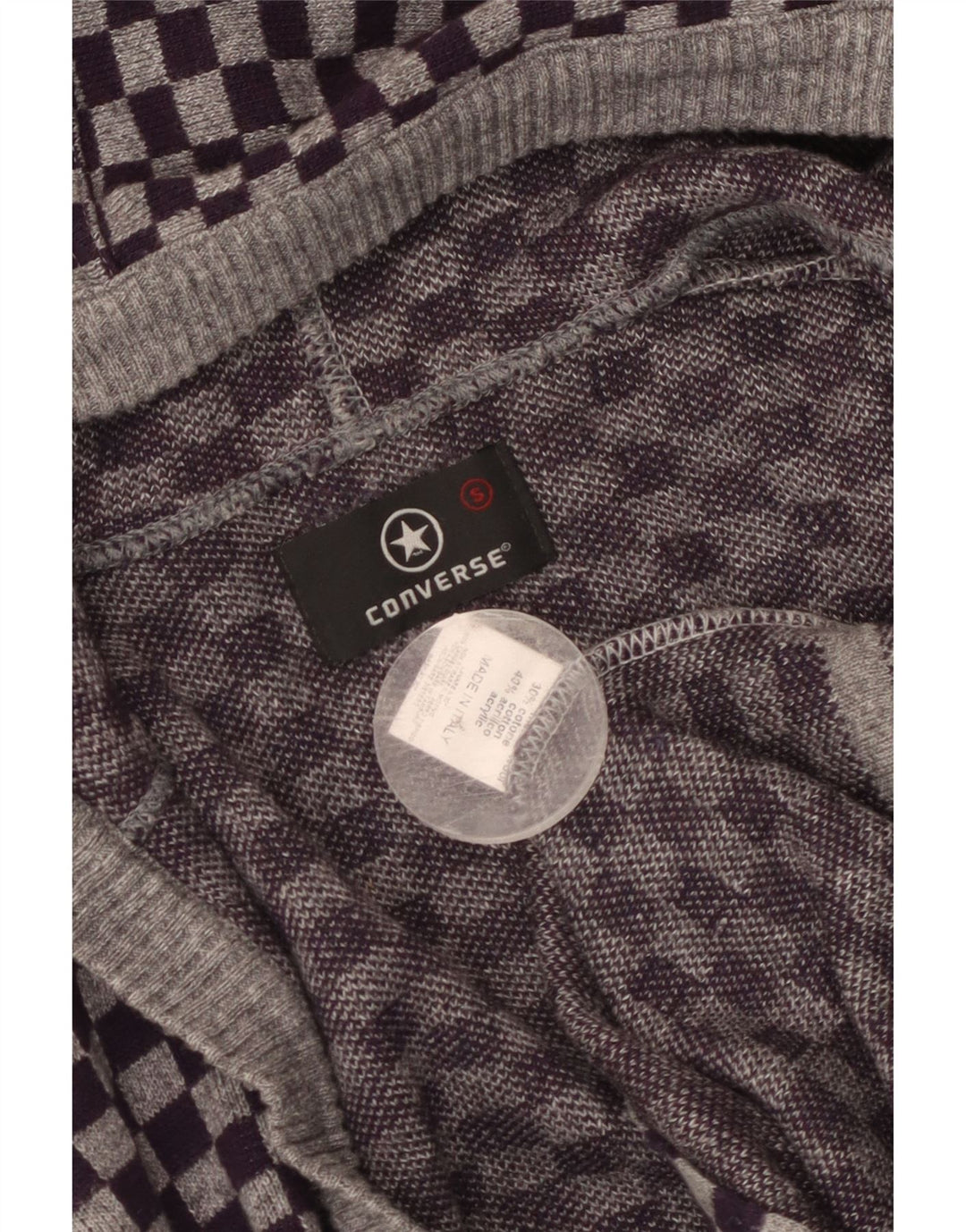 Женский джемпер с капюшоном Converse UK 10, маленький фиолетовый, шерстяной с геометрическим рисунком