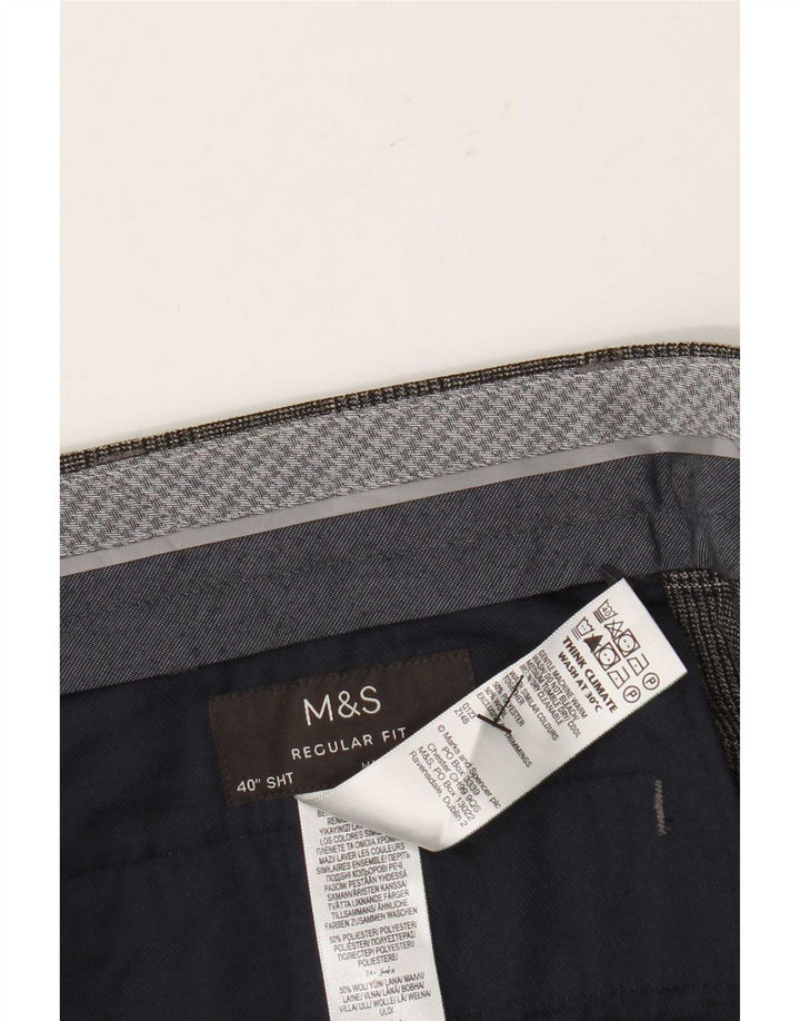 Мужские прямые костюмные брюки стандартного кроя Marks & Spencer W40 L29 серые в клетку