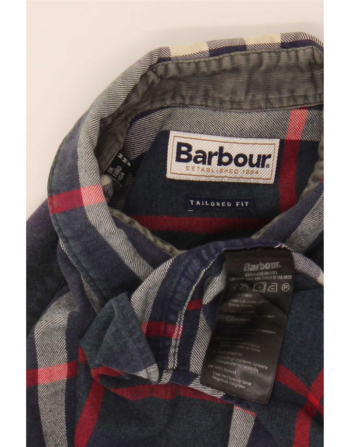 Мужская фланелевая рубашка Barbour в клетку среднего размера, темно-синяя, хлопковая