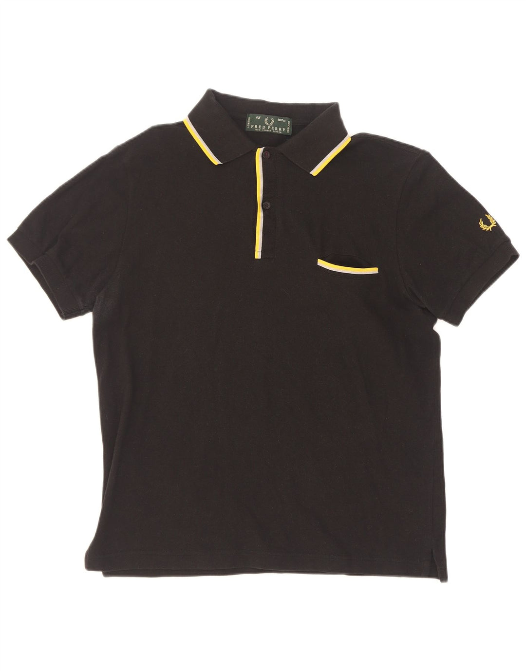 Мужская рубашка-поло Fred Perry, хлопок в черную полоску среднего размера