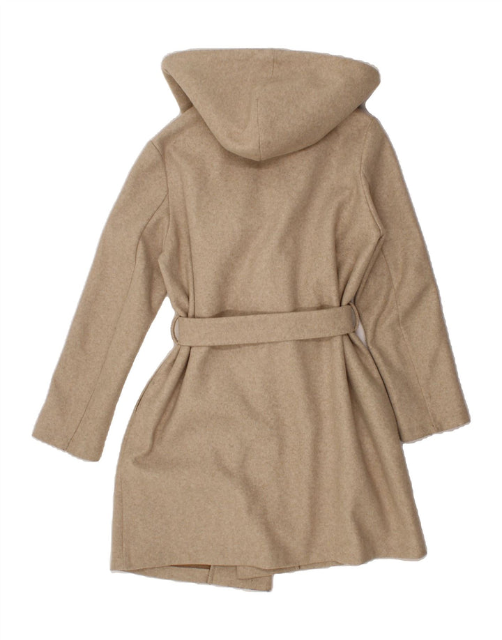 ZARA Womens Hooded Overcoat UK 14 Medium Beige Polyester Vintage Zara and Second-Hand Zara from Messina Hembry 