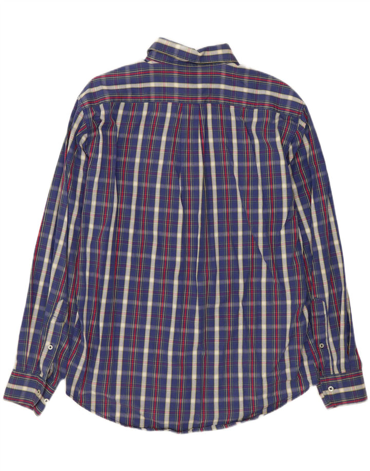 Мужская рубашка Benetton, маленькая, темно-синяя в клетку