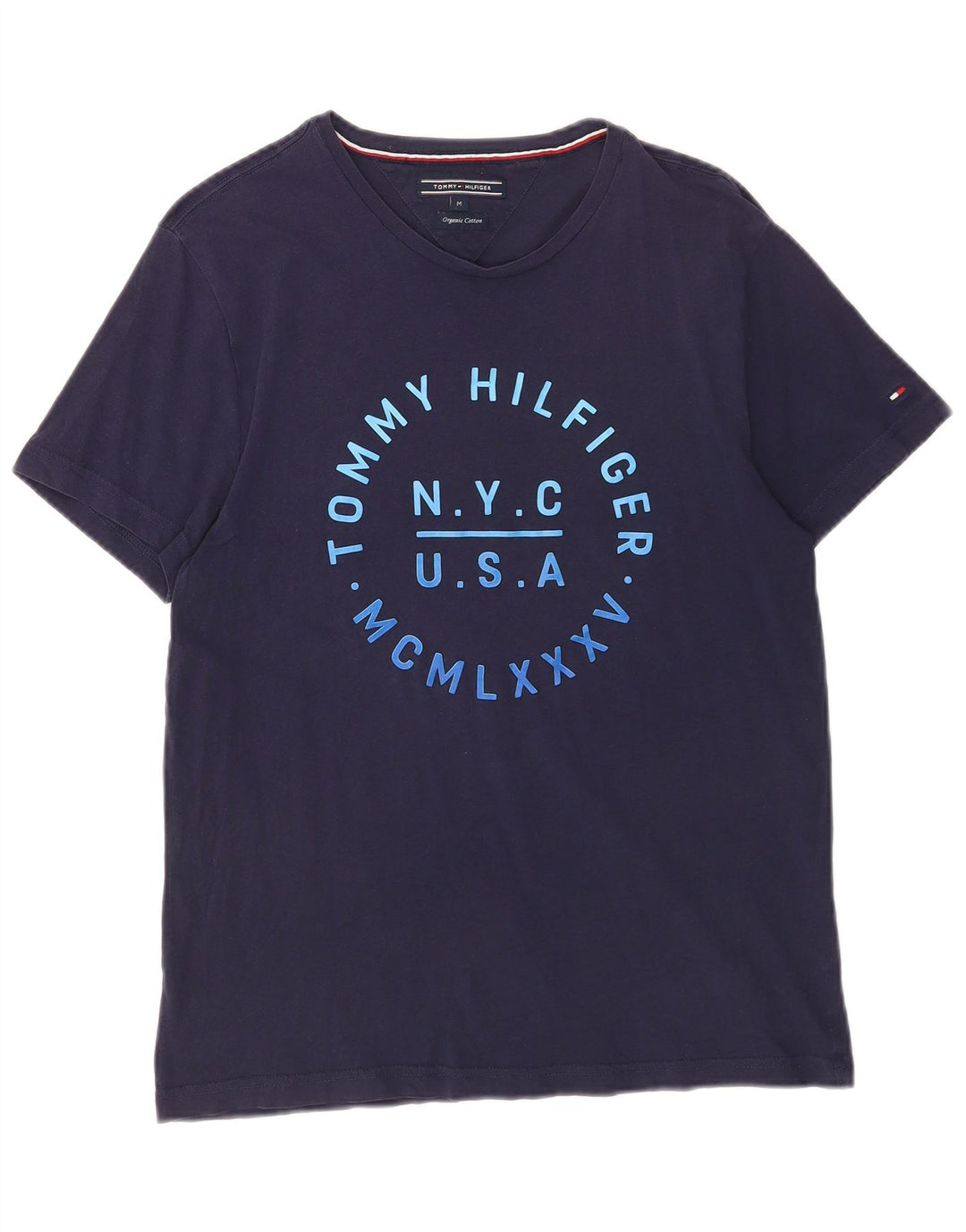 Мужская футболка с рисунком Tommy Hilfiger, средний темно-синий