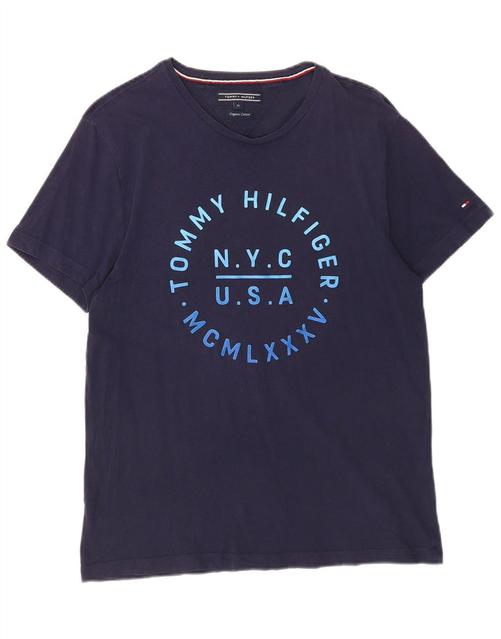 Мужская футболка с рисунком Tommy Hilfiger, средний темно-синий