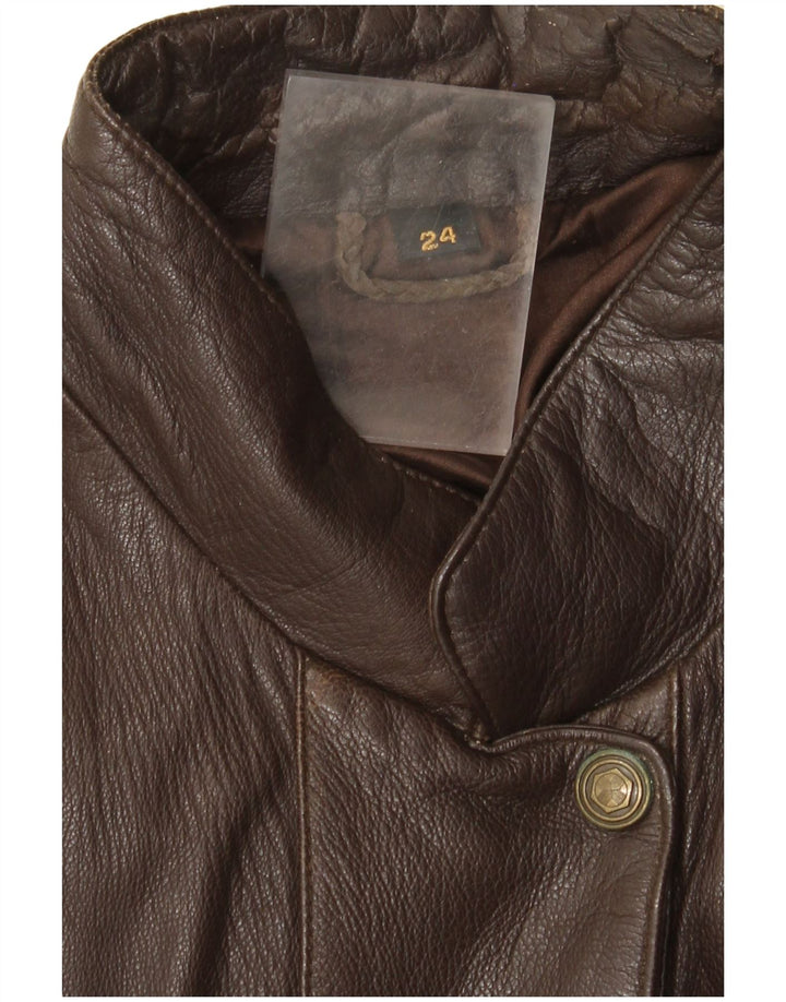 Винтажная женская кожаная куртка UK 22 3XL Коричневая