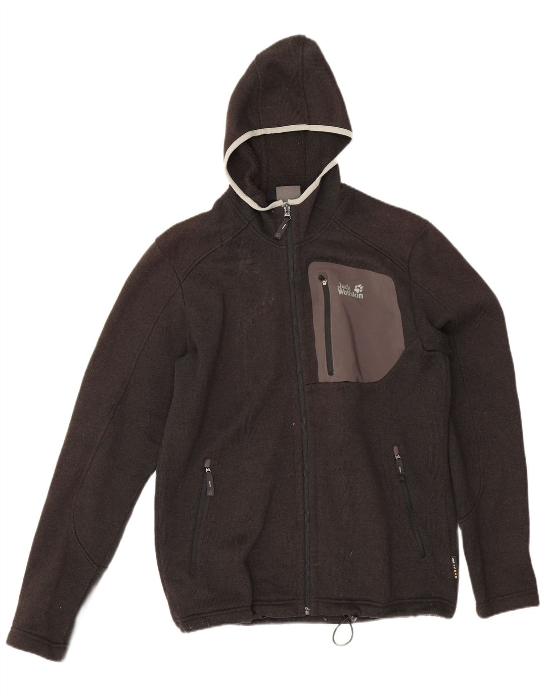 Мужской свитер с капюшоном на молнии Jack Wolfskin UK 36/38, средний серый полиэстер