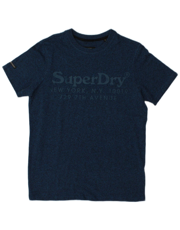 SUPERDRY Мужская футболка с рисунком, маленький темно-синий хлопок