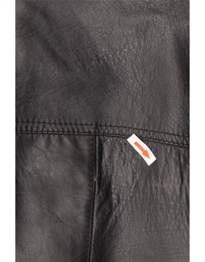 Винтажная мужская кожаная куртка UK 40, большая черная