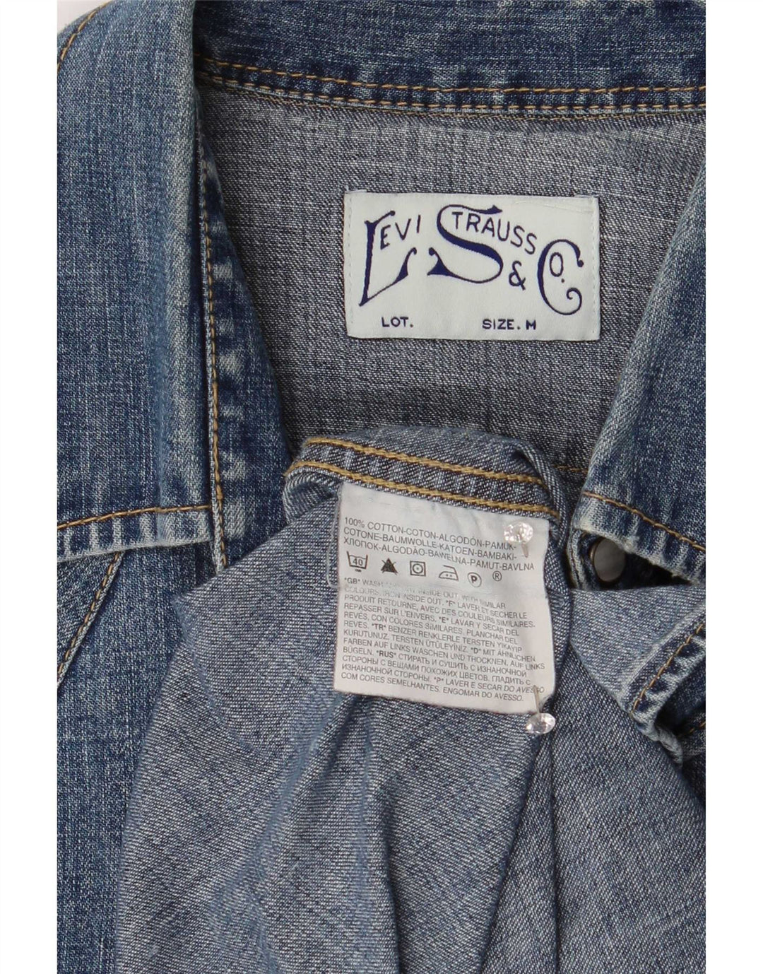 Мужская джинсовая рубашка Levi's в стиле вестерн, хлопок среднего синего цвета