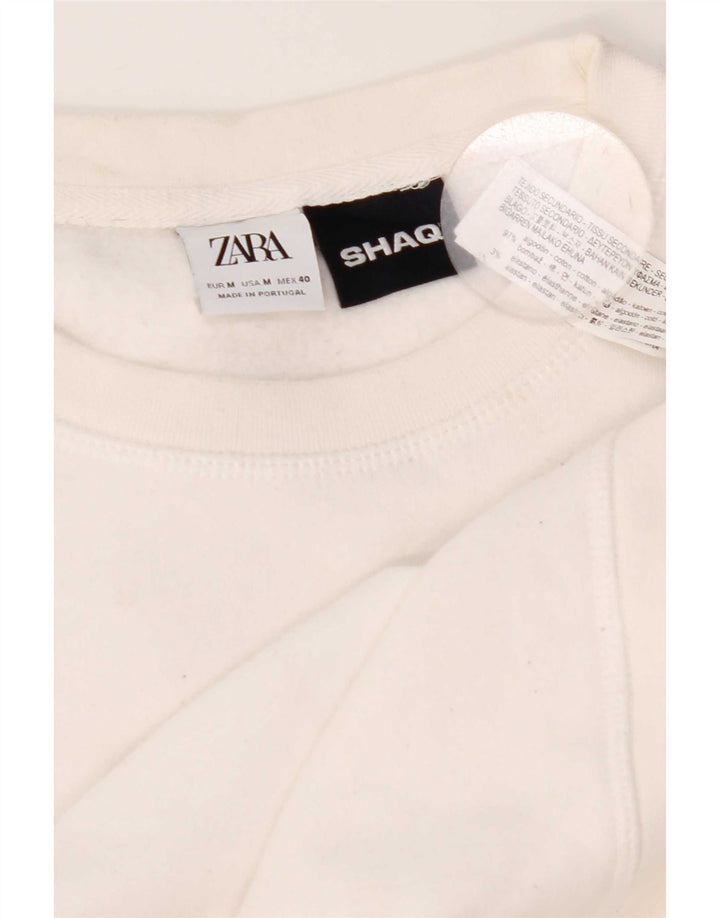 Мужской свитер с рисунком Zara, хлопковый джемпер среднего размера белого цвета