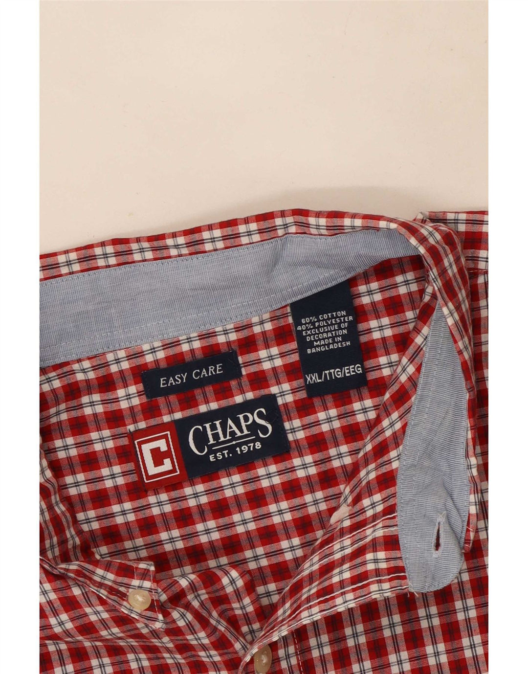 Мужская рубашка с коротким рукавом Chaps Easy Care, 2XL, хлопковая красная клетка