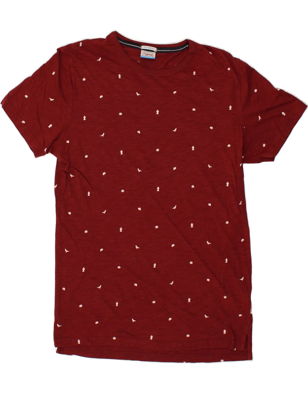 JACK & JONES Mens Originals T-Shirt Top Medium Burgundy Spotted Cotton | Vintage Jack & Jones | Thrift | Second-Hand Jack & Jones | Used Clothing | Messina Hembry 