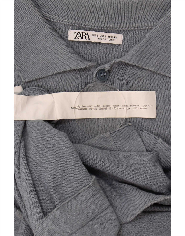 Мужской кардиган с короткими рукавами Zara, большой серый хлопковый свитер