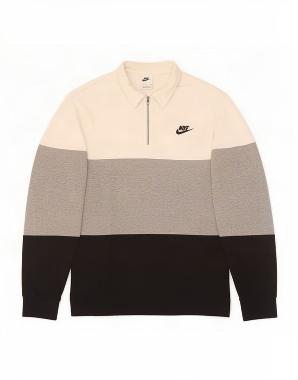 Мужская рубашка-поло с длинным рукавом Nike, маленькая, разноцветная, хлопковая с цветными блоками
