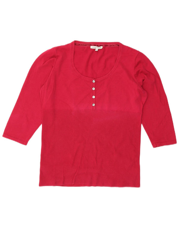 LAURA ASHLEY Женский джемпер с рукавами 3/4 на пуговицах, свитер UK 18 XL, красный