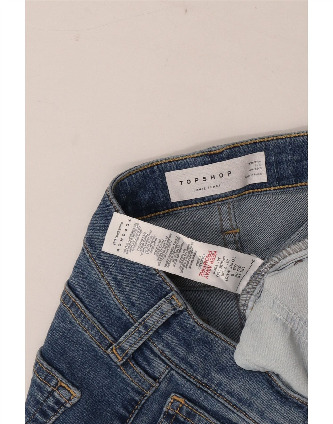 Женские расклешенные джинсы Topshop Jamie W28 L34, синий хлопок