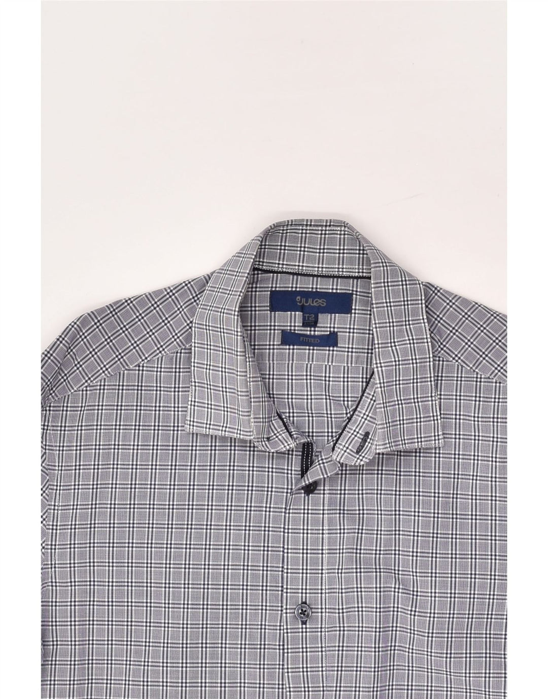 JULES Mens Fitted Shirt Size 37/38 Small Grey Check | Vintage Jules | Thrift | Second-Hand Jules | Used Clothing | Messina Hembry 