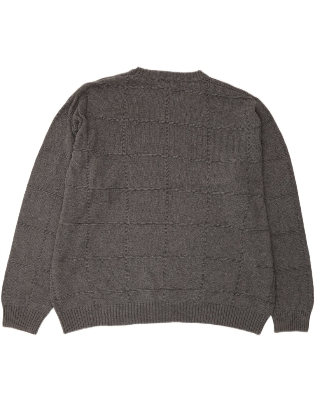DOCKERS Mens Crew Neck Jumper Sweater 3XL Grey Check Cotton Vintage Dockers and Second-Hand Dockers from Messina Hembry 